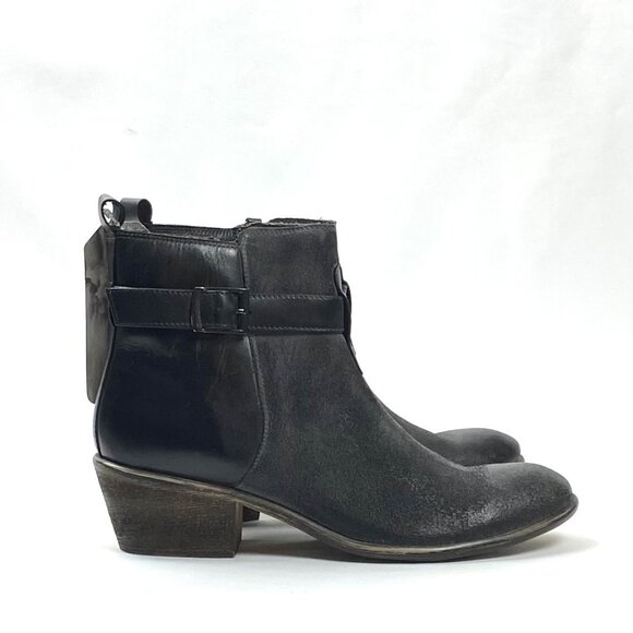 Roan Uma Hand Finished Full Grain Leather Belted Cowboy Heel Booties. 8.5 - Picture 2 of 12